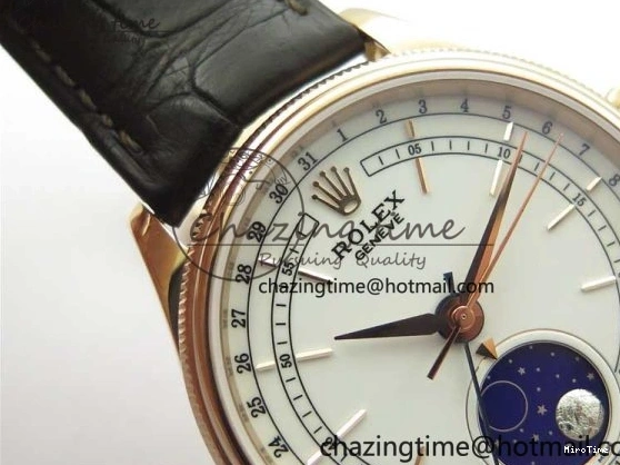MiroTime 0320 Cellini 50535 Moonphase RG GMF Best Edition White Dial on Brown Leather Strap A Lightweight 2634